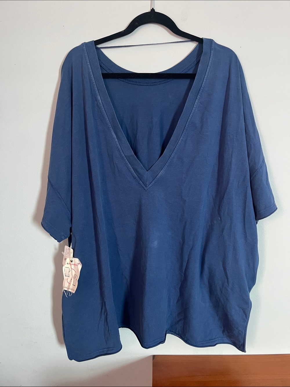 FP Movement by Free People Deep V-Neck Relaxed Tunic - Blue